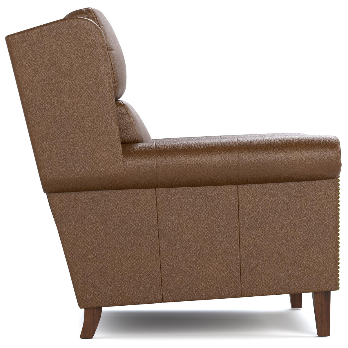 Woodlands Small Roll Arm Chair with Nails Selvano Bark - Side