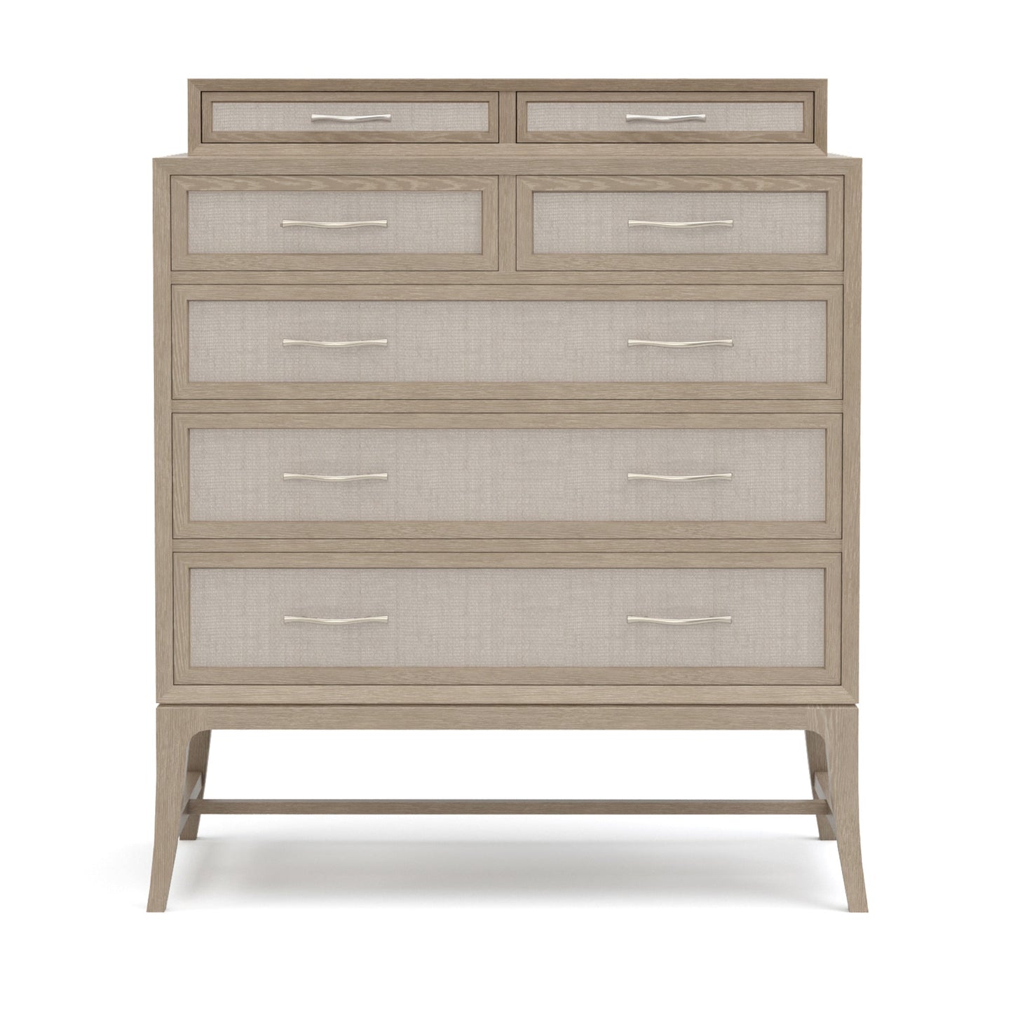 Maidstone Tall Chest with Woven Jute and Gallery in 201 Sandbank Finish