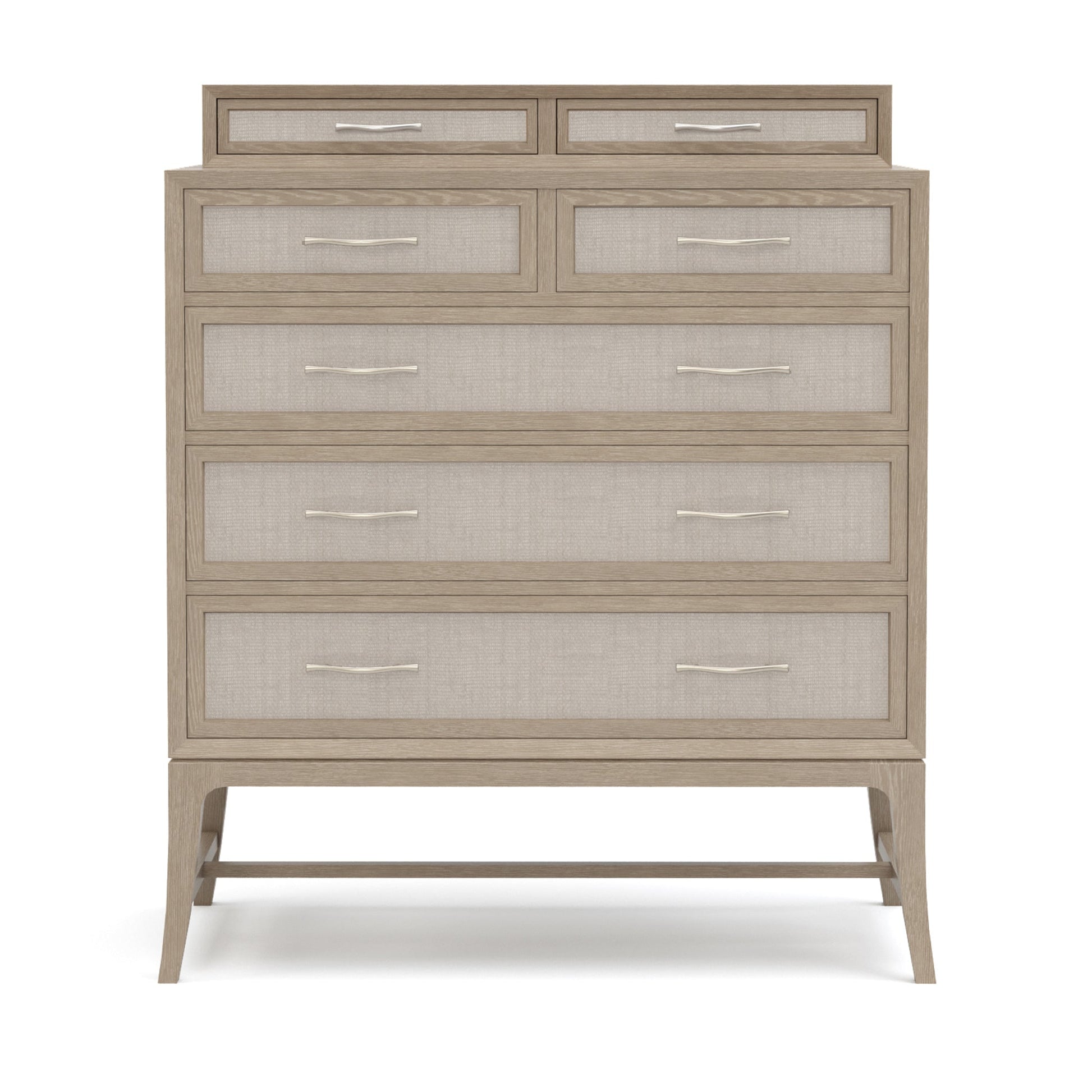 Maidstone Tall Chest with Woven Jute and Gallery in 201 Sandbank Finish
