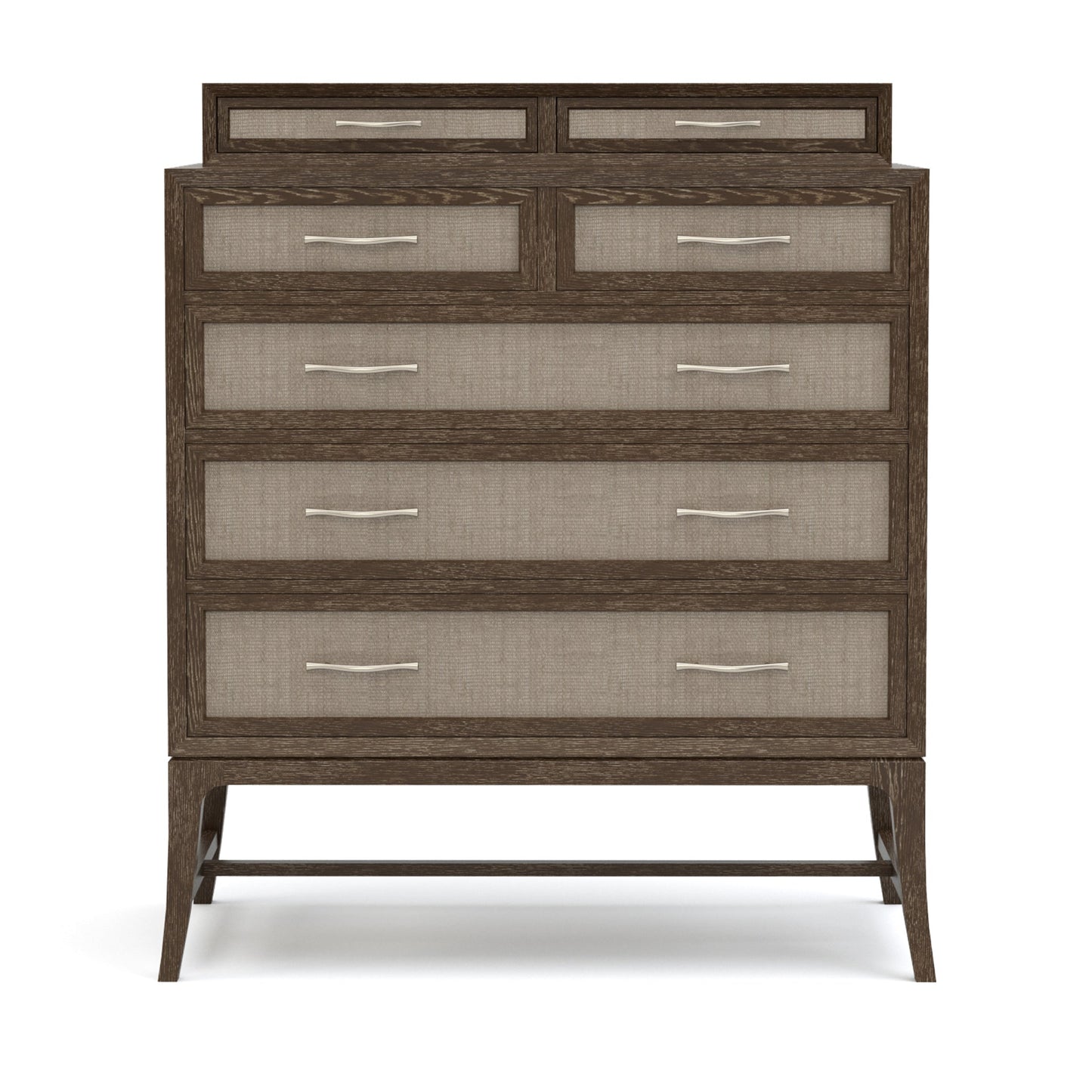 Maidstone Tall Chest with Woven Jute and Gallery in 202 Pier Finish