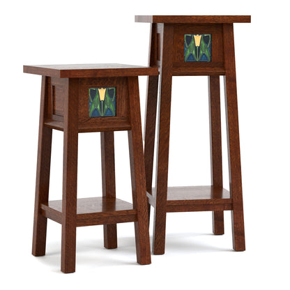 Floral Tile Plant Stand Set