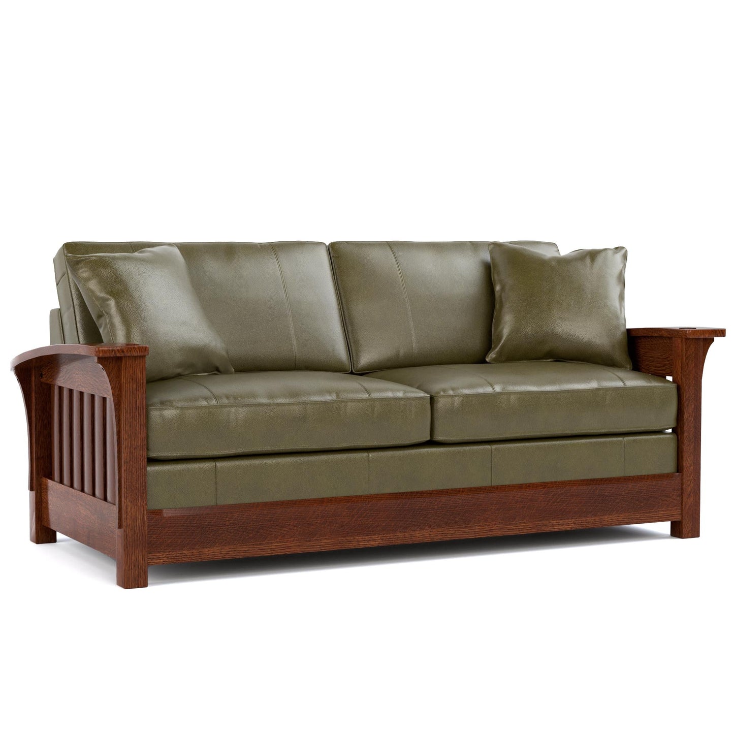 Orchard Street Sofa Bed Colman Olive Leather 032 - Onondaga Finish