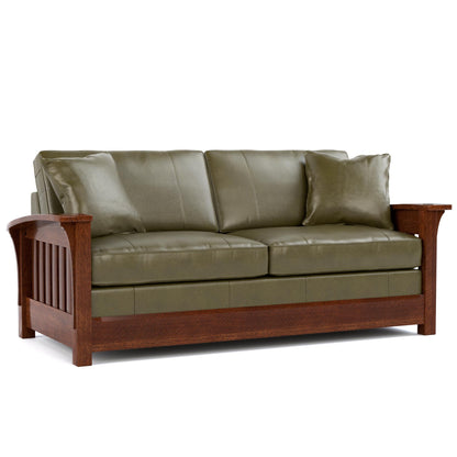 Orchard Street Sofa Bed Colman Olive Leather 032 - Onondaga Finish