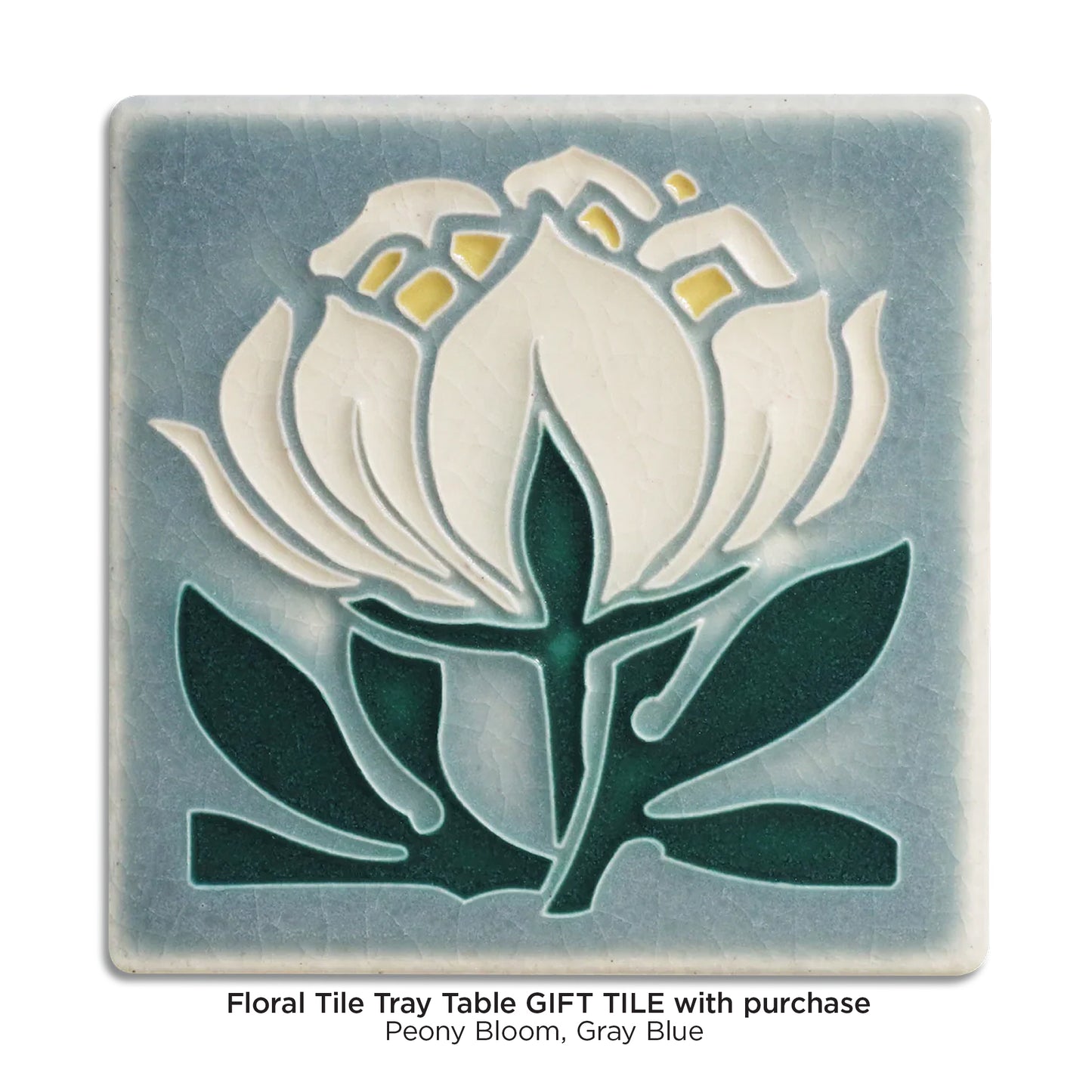 Floral Tile Tray Table with Plaque