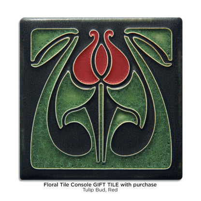 Floral Tile Console with Plaque