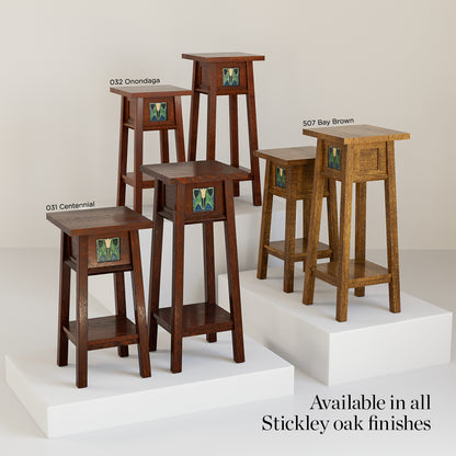 Floral Tile Plant Stand Set with Plaque