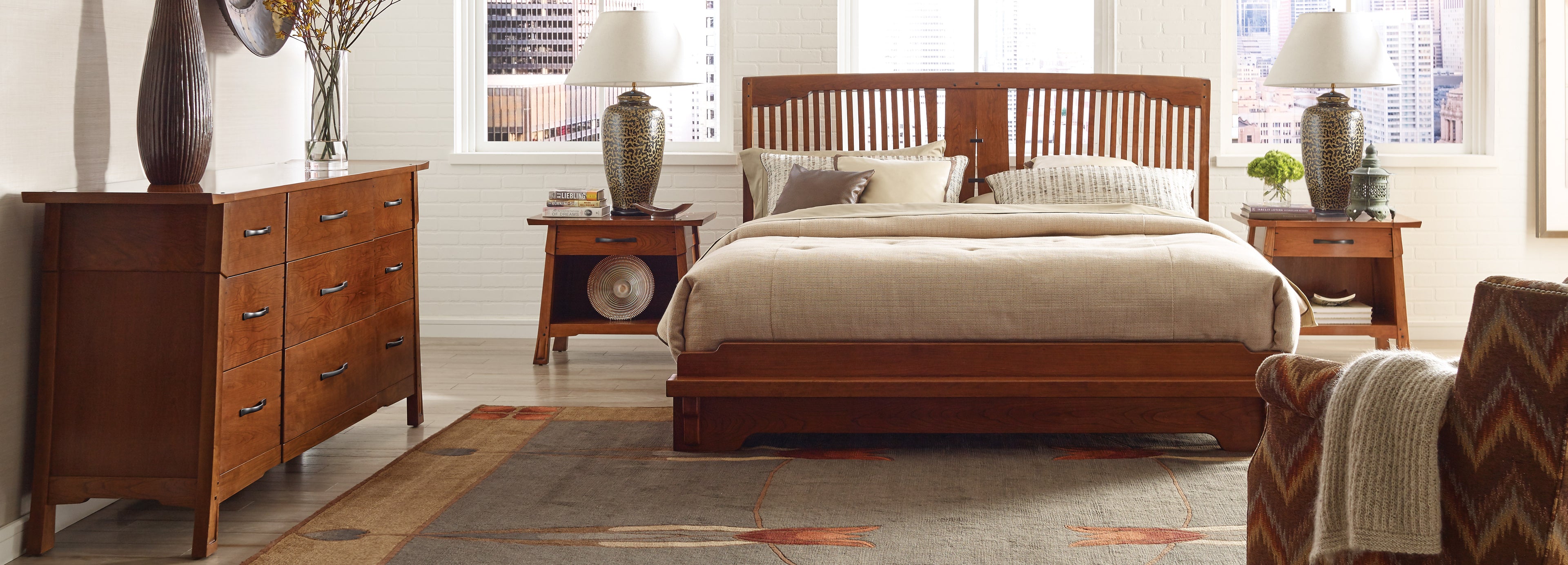 Stickley Furniture Pasadena Bungalow featuring bed frame and dresser