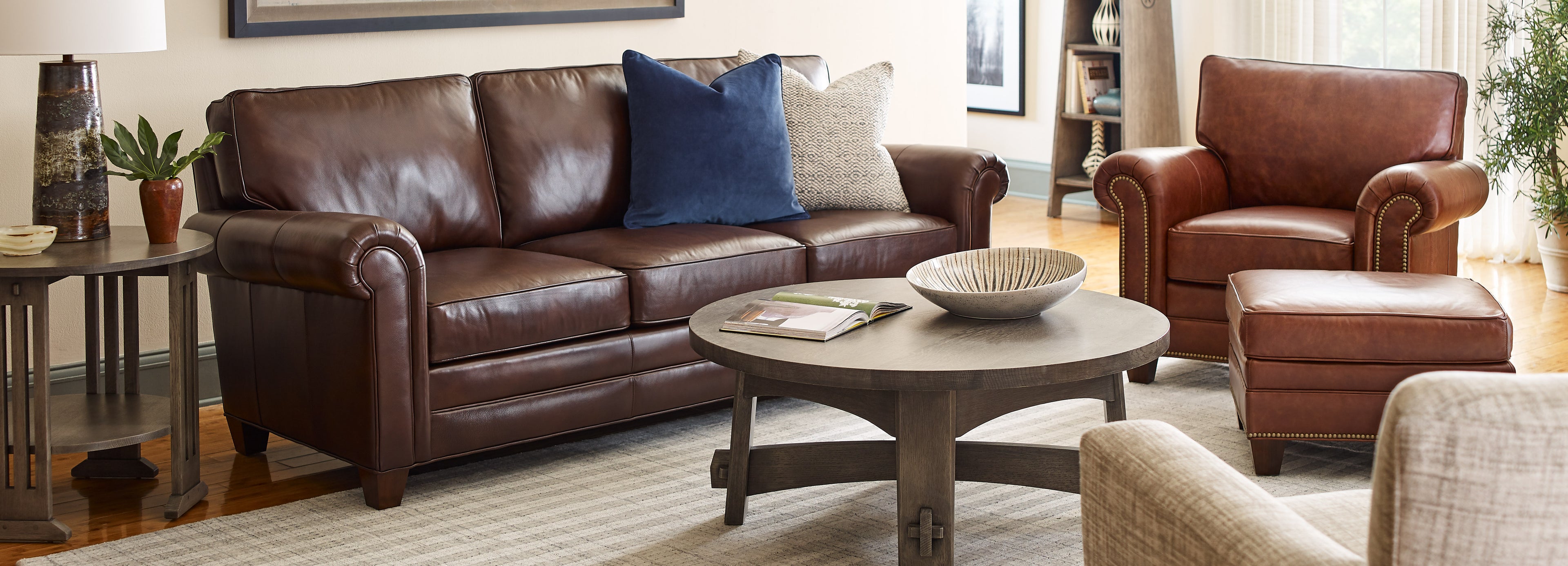 Stickley leather sofa and chair