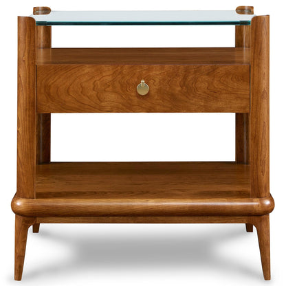 Martine Glass Top Nightstand Cherry 91N Bristol Finish