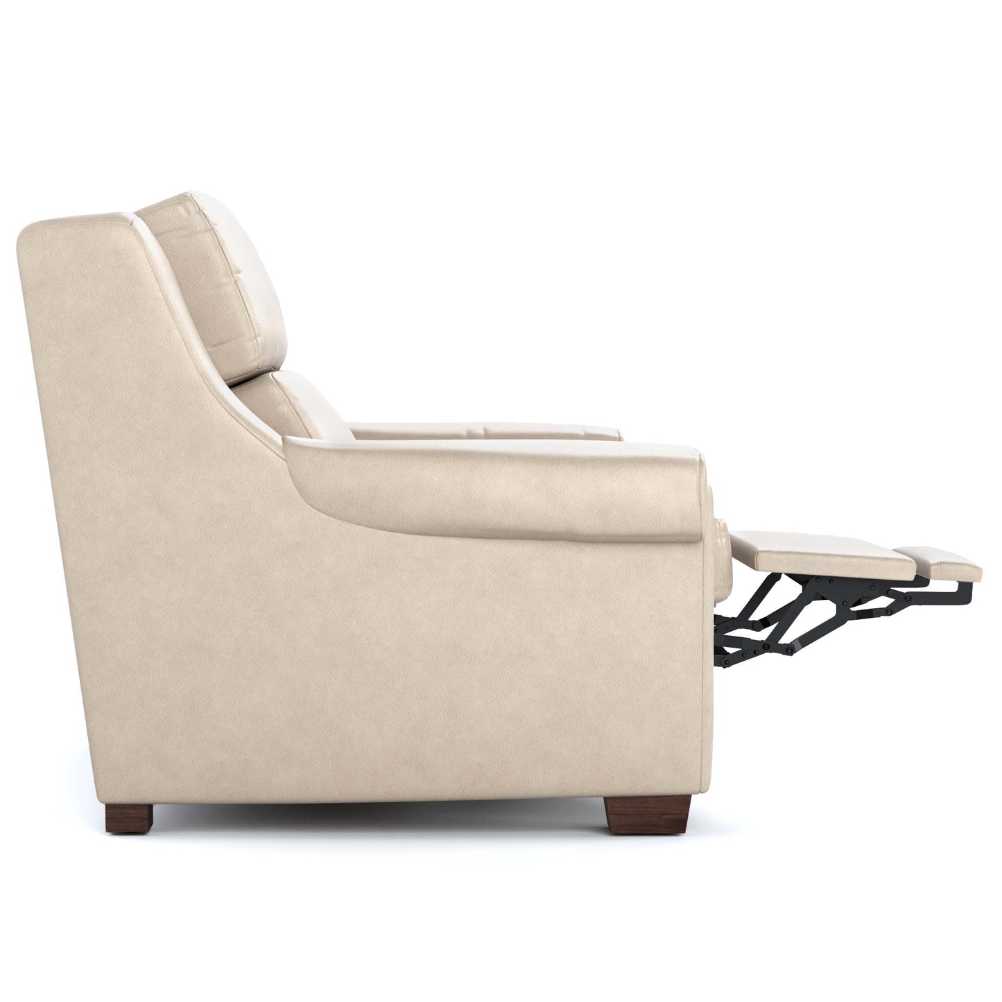Chester Power Motion Sofa Sorrento Moonshine Leather Dark Maple Finish