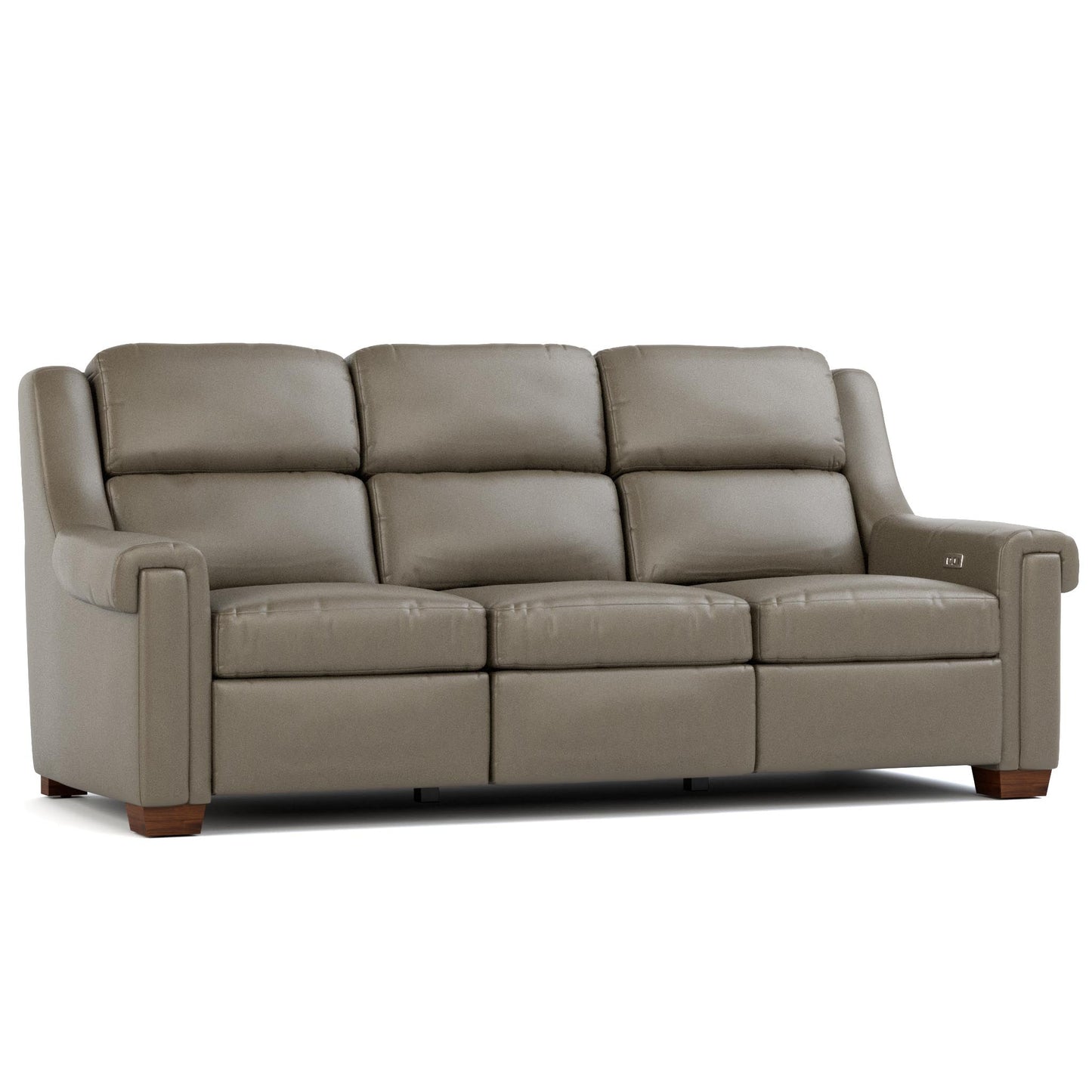 Chester Power Motion Sofa Sorrento Smoke Leather Dark Maple Finish