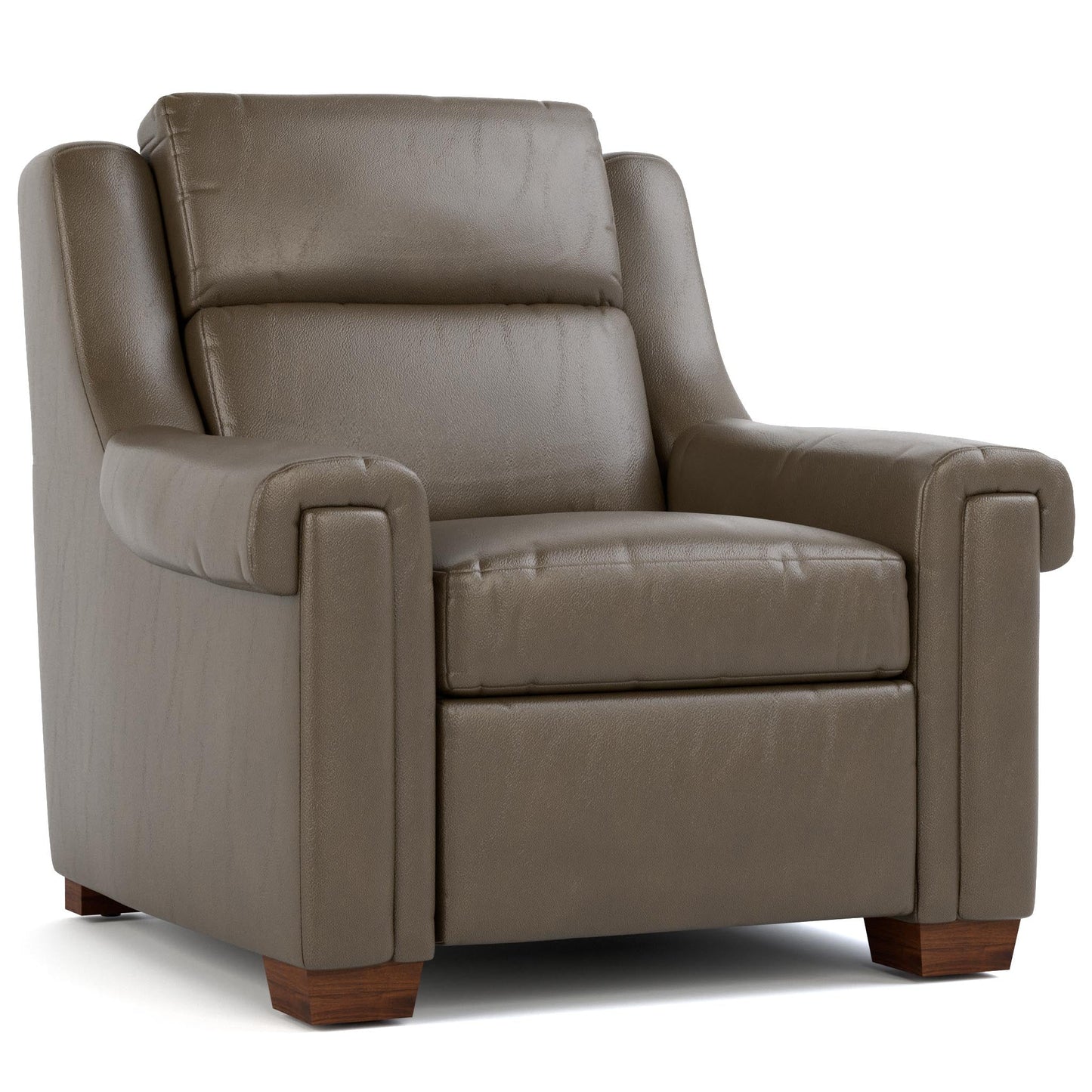 Chester Power Wall Recliner Futuro Gray Leather Dark Maple Finish