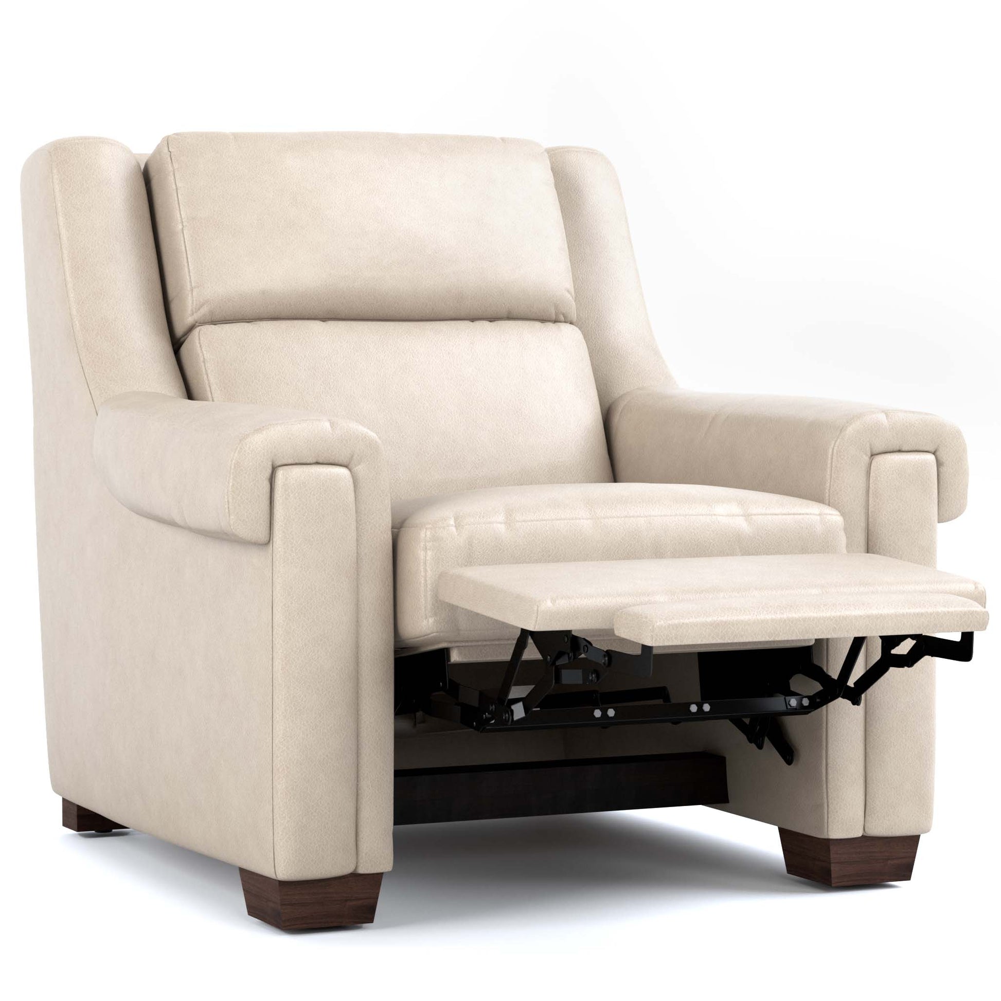 Chester Power Wall Recliner Sorrento Moonshine Leather Dark Maple Finish
