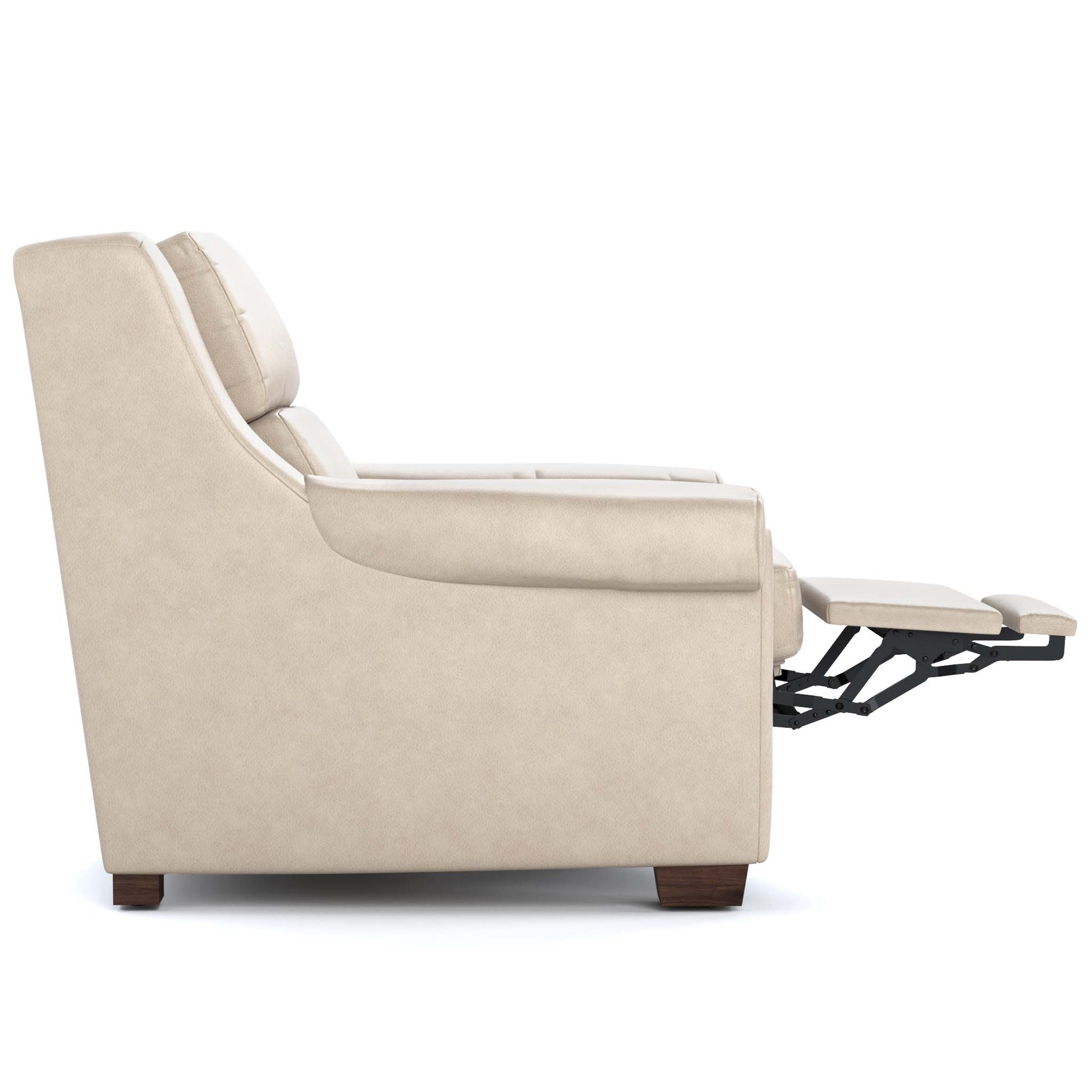 Chester Power Wall Recliner Sorrento Moonshine Leather Dark Maple Finish