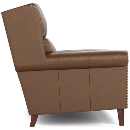 Woodlands Small Roll Arm Loveseat with Nails Selvano Bark - Side