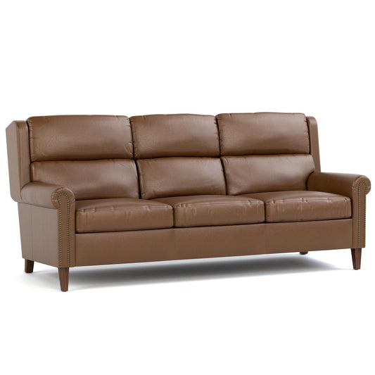 Woodlands Small Roll Arm Sofa with Nails Selvano Bark Program