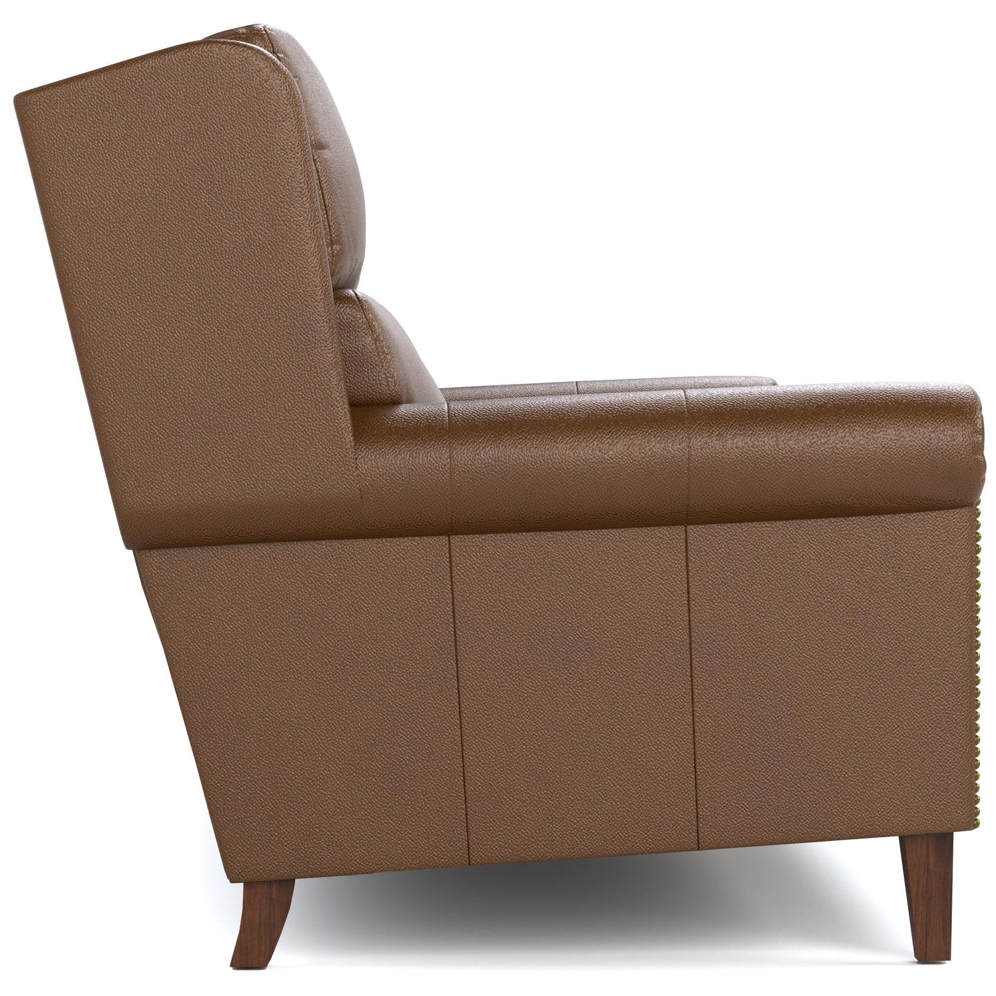 Woodlands Small Roll Arm Sofa with Nails Selvano Bark - Side