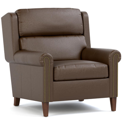 Woodlands Small Roll Arm Chair with Nails Selvano Chestnut Program
