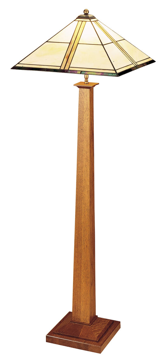 Square Base Floor Lamp with Art Glass Shade - Stickley Brand