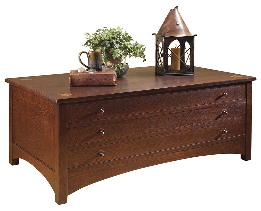 Harvey Ellis Rectangular Storage Cocktail Table - Stickley Brand
