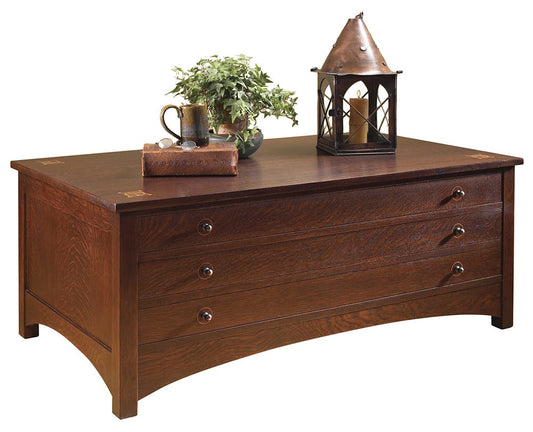 Harvey Ellis Rectangular Storage Cocktail Table - Stickley Brand