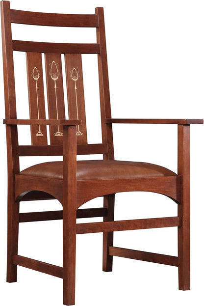 Harvey Ellis Arm Chair, with Inlay - Stickley Brand